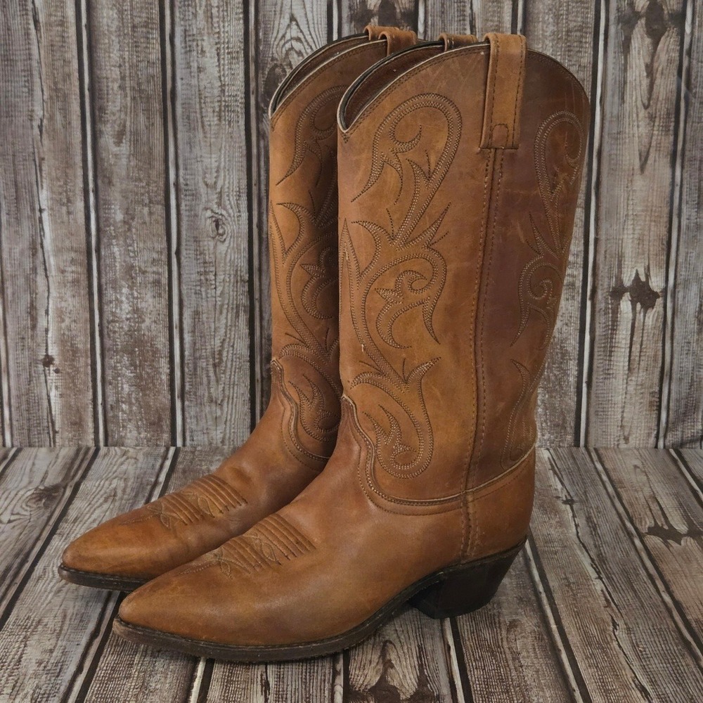 Sz 9 M Mens Dan Post Brown Leather Pointed Toe Western Cowboy Boots P2507